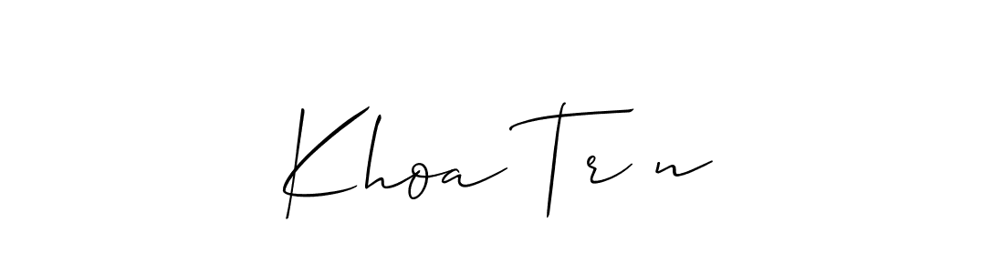 You should practise on your own different ways (Allison_Script) to write your name (Khoa Trần) in signature. don't let someone else do it for you. Khoa Trần signature style 2 images and pictures png