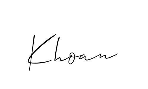 The best way (Allison_Script) to make a short signature is to pick only two or three words in your name. The name Khoan include a total of six letters. For converting this name. Khoan signature style 2 images and pictures png