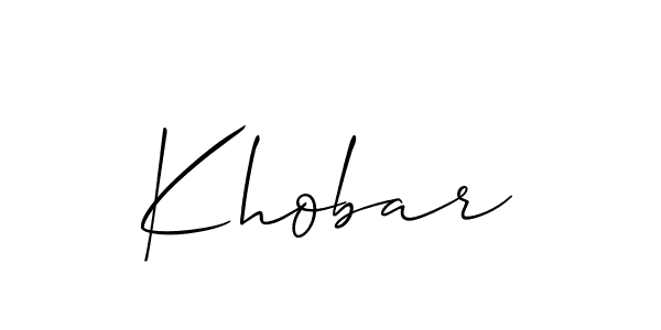 How to make Khobar name signature. Use Allison_Script style for creating short signs online. This is the latest handwritten sign. Khobar signature style 2 images and pictures png