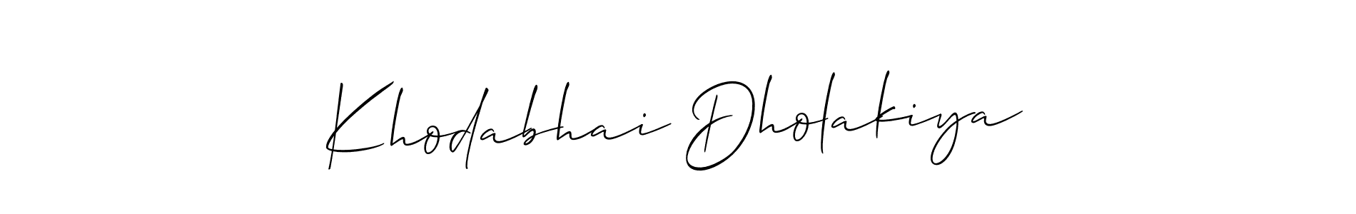 Similarly Allison_Script is the best handwritten signature design. Signature creator online .You can use it as an online autograph creator for name Khodabhai Dholakiya. Khodabhai Dholakiya signature style 2 images and pictures png