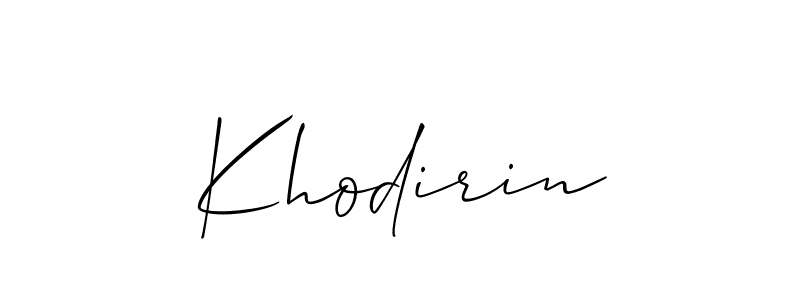 You should practise on your own different ways (Allison_Script) to write your name (Khodirin) in signature. don't let someone else do it for you. Khodirin signature style 2 images and pictures png