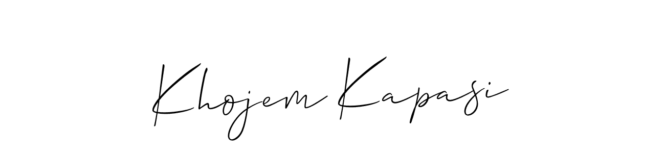 Allison_Script is a professional signature style that is perfect for those who want to add a touch of class to their signature. It is also a great choice for those who want to make their signature more unique. Get Khojem Kapasi name to fancy signature for free. Khojem Kapasi signature style 2 images and pictures png