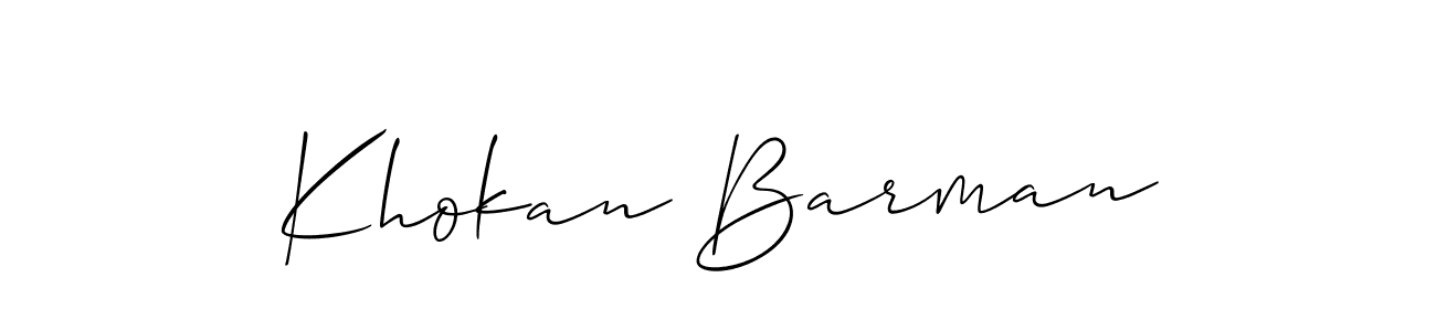 if you are searching for the best signature style for your name Khokan Barman. so please give up your signature search. here we have designed multiple signature styles  using Allison_Script. Khokan Barman signature style 2 images and pictures png