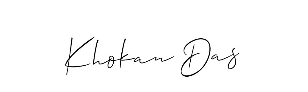 The best way (Allison_Script) to make a short signature is to pick only two or three words in your name. The name Khokan Das include a total of six letters. For converting this name. Khokan Das signature style 2 images and pictures png