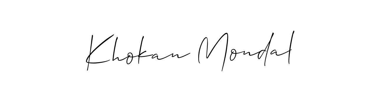 Allison_Script is a professional signature style that is perfect for those who want to add a touch of class to their signature. It is also a great choice for those who want to make their signature more unique. Get Khokan Mondal name to fancy signature for free. Khokan Mondal signature style 2 images and pictures png