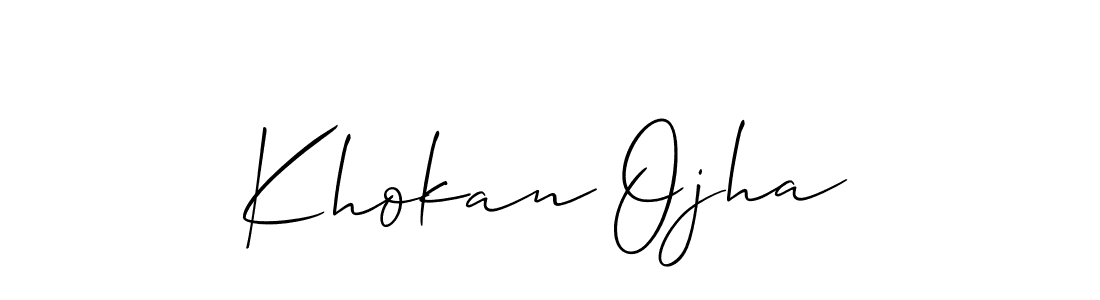 Allison_Script is a professional signature style that is perfect for those who want to add a touch of class to their signature. It is also a great choice for those who want to make their signature more unique. Get Khokan Ojha name to fancy signature for free. Khokan Ojha signature style 2 images and pictures png