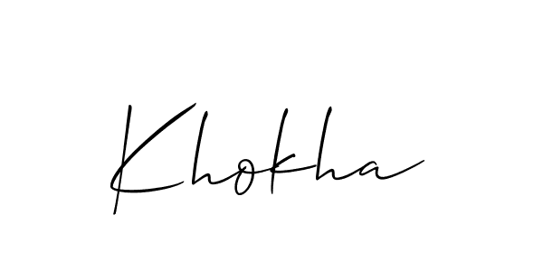 Use a signature maker to create a handwritten signature online. With this signature software, you can design (Allison_Script) your own signature for name Khokha. Khokha signature style 2 images and pictures png