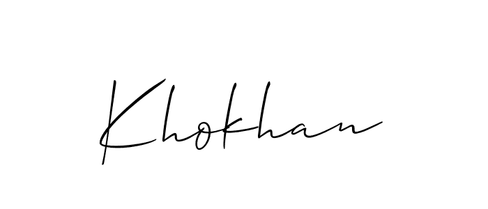 Also You can easily find your signature by using the search form. We will create Khokhan name handwritten signature images for you free of cost using Allison_Script sign style. Khokhan signature style 2 images and pictures png