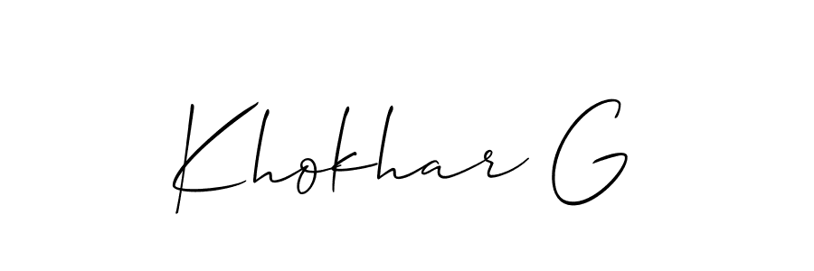Create a beautiful signature design for name Khokhar G. With this signature (Allison_Script) fonts, you can make a handwritten signature for free. Khokhar G signature style 2 images and pictures png