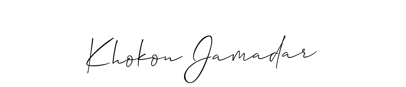 The best way (Allison_Script) to make a short signature is to pick only two or three words in your name. The name Khokon Jamadar include a total of six letters. For converting this name. Khokon Jamadar signature style 2 images and pictures png