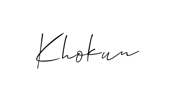 Make a beautiful signature design for name Khokun. With this signature (Allison_Script) style, you can create a handwritten signature for free. Khokun signature style 2 images and pictures png