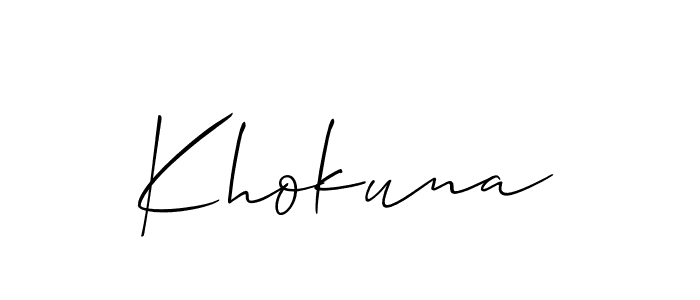 if you are searching for the best signature style for your name Khokuna. so please give up your signature search. here we have designed multiple signature styles  using Allison_Script. Khokuna signature style 2 images and pictures png