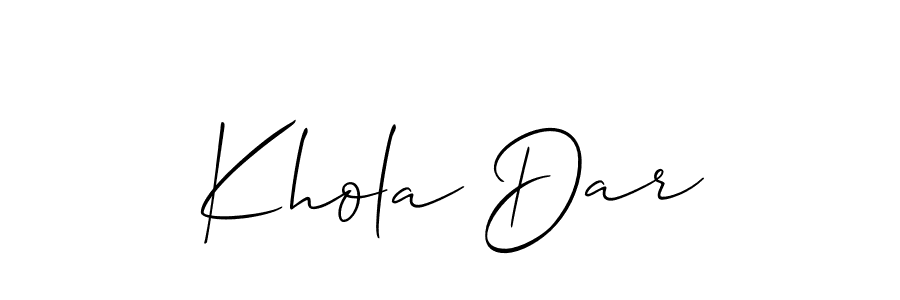 Allison_Script is a professional signature style that is perfect for those who want to add a touch of class to their signature. It is also a great choice for those who want to make their signature more unique. Get Khola Dar name to fancy signature for free. Khola Dar signature style 2 images and pictures png
