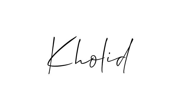 Create a beautiful signature design for name Kholid. With this signature (Allison_Script) fonts, you can make a handwritten signature for free. Kholid signature style 2 images and pictures png