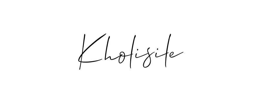 The best way (Allison_Script) to make a short signature is to pick only two or three words in your name. The name Kholisile include a total of six letters. For converting this name. Kholisile signature style 2 images and pictures png