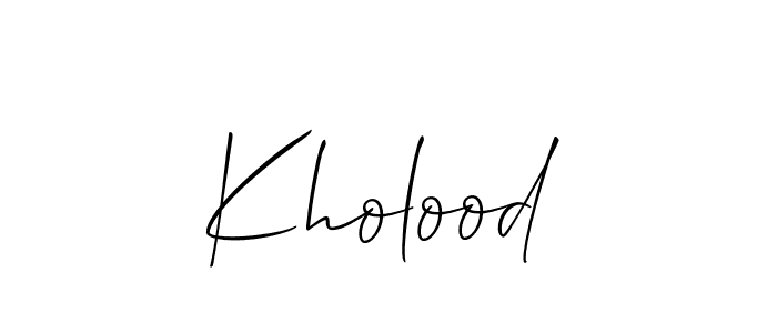 Allison_Script is a professional signature style that is perfect for those who want to add a touch of class to their signature. It is also a great choice for those who want to make their signature more unique. Get Kholood name to fancy signature for free. Kholood signature style 2 images and pictures png
