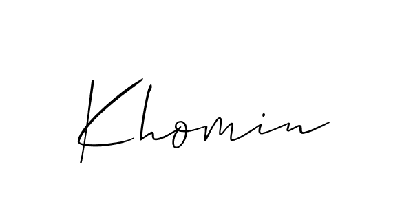 Use a signature maker to create a handwritten signature online. With this signature software, you can design (Allison_Script) your own signature for name Khomin. Khomin signature style 2 images and pictures png