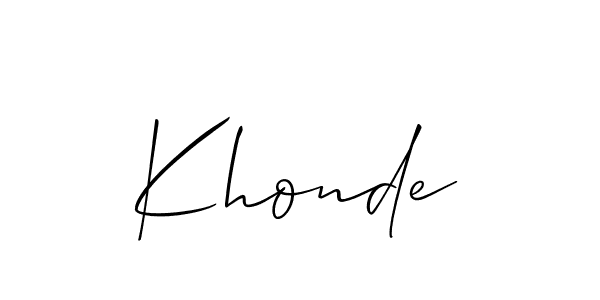 Make a beautiful signature design for name Khonde. With this signature (Allison_Script) style, you can create a handwritten signature for free. Khonde signature style 2 images and pictures png