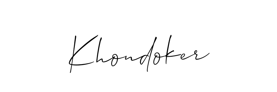 if you are searching for the best signature style for your name Khondoker. so please give up your signature search. here we have designed multiple signature styles  using Allison_Script. Khondoker signature style 2 images and pictures png