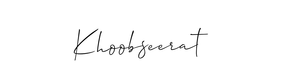 Design your own signature with our free online signature maker. With this signature software, you can create a handwritten (Allison_Script) signature for name Khoobseerat. Khoobseerat signature style 2 images and pictures png