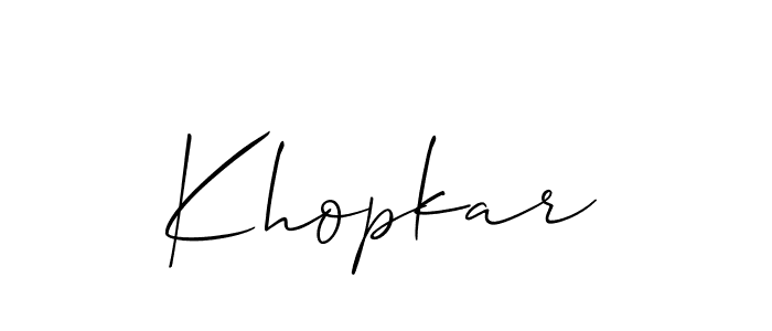 It looks lik you need a new signature style for name Khopkar. Design unique handwritten (Allison_Script) signature with our free signature maker in just a few clicks. Khopkar signature style 2 images and pictures png