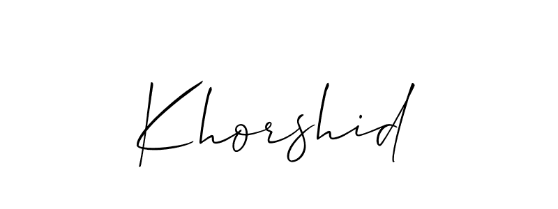 Use a signature maker to create a handwritten signature online. With this signature software, you can design (Allison_Script) your own signature for name Khorshid. Khorshid signature style 2 images and pictures png