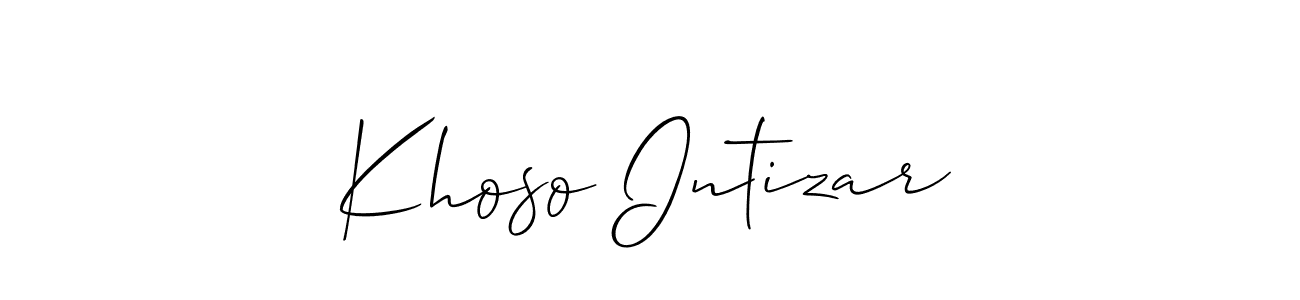 Allison_Script is a professional signature style that is perfect for those who want to add a touch of class to their signature. It is also a great choice for those who want to make their signature more unique. Get Khoso Intizar name to fancy signature for free. Khoso Intizar signature style 2 images and pictures png