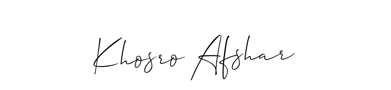 The best way (Allison_Script) to make a short signature is to pick only two or three words in your name. The name Khosro Afshar include a total of six letters. For converting this name. Khosro Afshar signature style 2 images and pictures png
