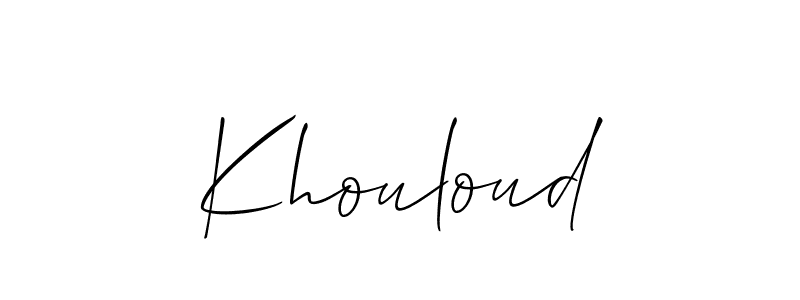 Use a signature maker to create a handwritten signature online. With this signature software, you can design (Allison_Script) your own signature for name Khouloud. Khouloud signature style 2 images and pictures png
