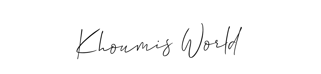 Allison_Script is a professional signature style that is perfect for those who want to add a touch of class to their signature. It is also a great choice for those who want to make their signature more unique. Get Khoumis World name to fancy signature for free. Khoumis World signature style 2 images and pictures png