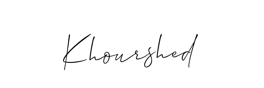 Use a signature maker to create a handwritten signature online. With this signature software, you can design (Allison_Script) your own signature for name Khourshed. Khourshed signature style 2 images and pictures png