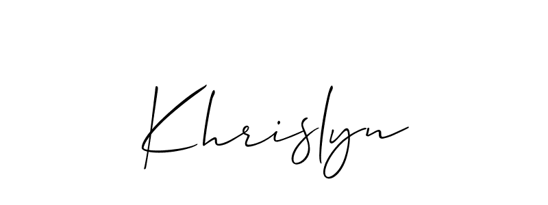 Also we have Khrislyn name is the best signature style. Create professional handwritten signature collection using Allison_Script autograph style. Khrislyn signature style 2 images and pictures png