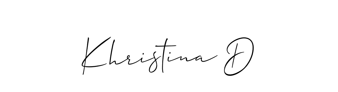 Similarly Allison_Script is the best handwritten signature design. Signature creator online .You can use it as an online autograph creator for name Khristina D. Khristina D signature style 2 images and pictures png