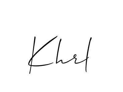 Design your own signature with our free online signature maker. With this signature software, you can create a handwritten (Allison_Script) signature for name Khrl. Khrl signature style 2 images and pictures png