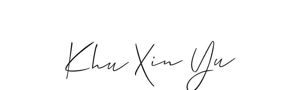 Also we have Khu Xin Yu name is the best signature style. Create professional handwritten signature collection using Allison_Script autograph style. Khu Xin Yu signature style 2 images and pictures png
