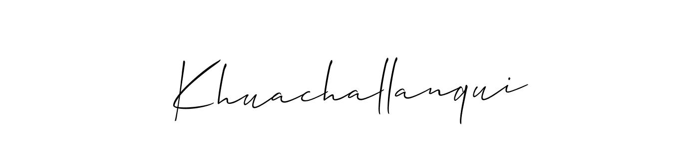 Use a signature maker to create a handwritten signature online. With this signature software, you can design (Allison_Script) your own signature for name Khuachallanqui. Khuachallanqui signature style 2 images and pictures png