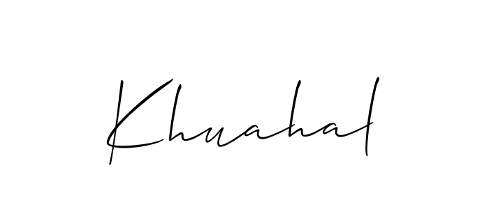 Design your own signature with our free online signature maker. With this signature software, you can create a handwritten (Allison_Script) signature for name Khuahal. Khuahal signature style 2 images and pictures png