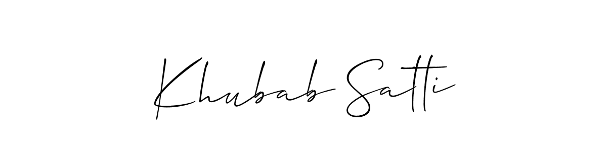 Khubab Satti stylish signature style. Best Handwritten Sign (Allison_Script) for my name. Handwritten Signature Collection Ideas for my name Khubab Satti. Khubab Satti signature style 2 images and pictures png
