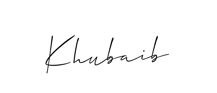 Also we have Khubaib name is the best signature style. Create professional handwritten signature collection using Allison_Script autograph style. Khubaib signature style 2 images and pictures png