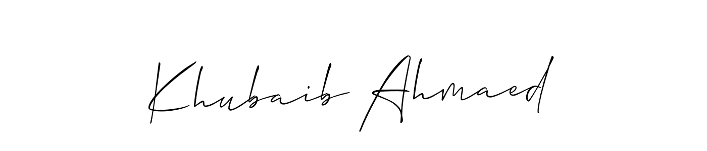 How to Draw Khubaib Ahmaed signature style? Allison_Script is a latest design signature styles for name Khubaib Ahmaed. Khubaib Ahmaed signature style 2 images and pictures png