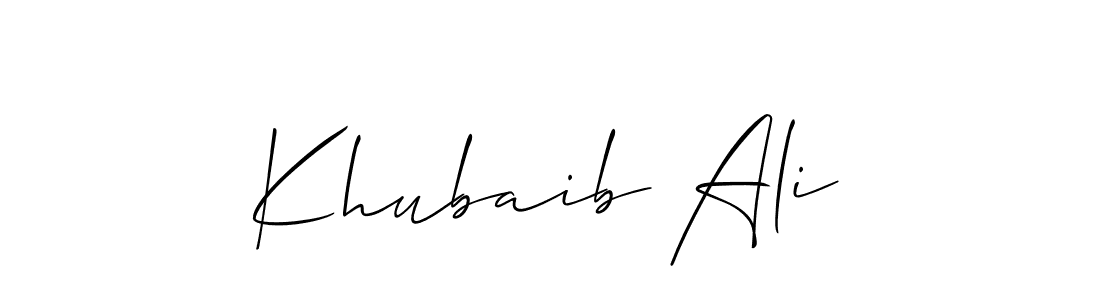 Make a beautiful signature design for name Khubaib Ali. With this signature (Allison_Script) style, you can create a handwritten signature for free. Khubaib Ali signature style 2 images and pictures png
