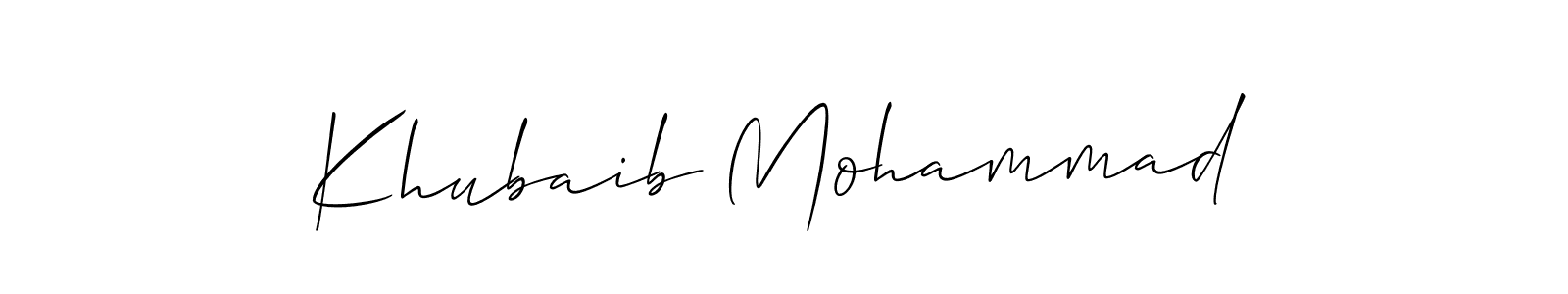 How to Draw Khubaib Mohammad signature style? Allison_Script is a latest design signature styles for name Khubaib Mohammad. Khubaib Mohammad signature style 2 images and pictures png