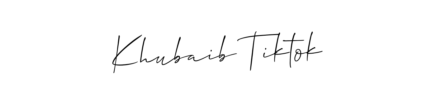 if you are searching for the best signature style for your name Khubaib Tiktok. so please give up your signature search. here we have designed multiple signature styles  using Allison_Script. Khubaib Tiktok signature style 2 images and pictures png