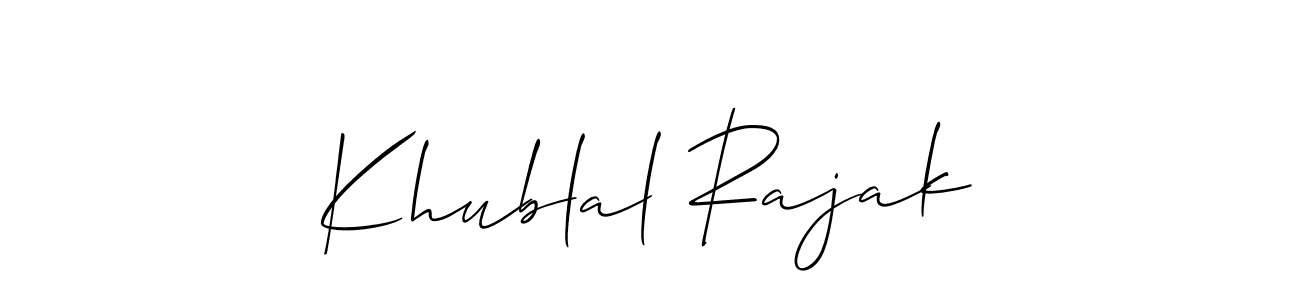 You can use this online signature creator to create a handwritten signature for the name Khublal Rajak. This is the best online autograph maker. Khublal Rajak signature style 2 images and pictures png