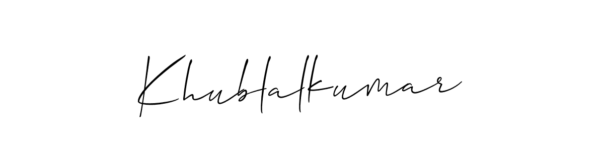 Also You can easily find your signature by using the search form. We will create Khublalkumar name handwritten signature images for you free of cost using Allison_Script sign style. Khublalkumar signature style 2 images and pictures png