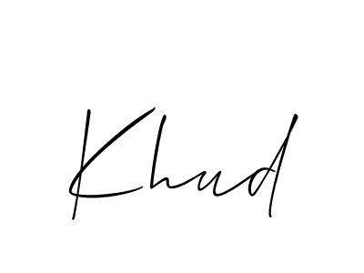 Use a signature maker to create a handwritten signature online. With this signature software, you can design (Allison_Script) your own signature for name Khud. Khud signature style 2 images and pictures png