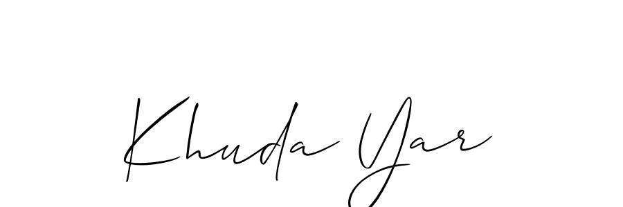 How to Draw Khuda Yar signature style? Allison_Script is a latest design signature styles for name Khuda Yar. Khuda Yar signature style 2 images and pictures png