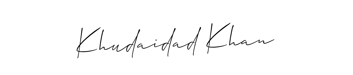 Make a beautiful signature design for name Khudaidad Khan. With this signature (Allison_Script) style, you can create a handwritten signature for free. Khudaidad Khan signature style 2 images and pictures png