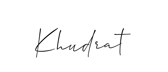 Design your own signature with our free online signature maker. With this signature software, you can create a handwritten (Allison_Script) signature for name Khudrat. Khudrat signature style 2 images and pictures png