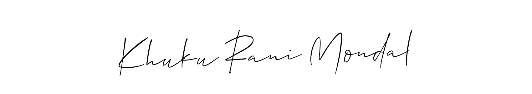 The best way (Allison_Script) to make a short signature is to pick only two or three words in your name. The name Khuku Rani Mondal include a total of six letters. For converting this name. Khuku Rani Mondal signature style 2 images and pictures png